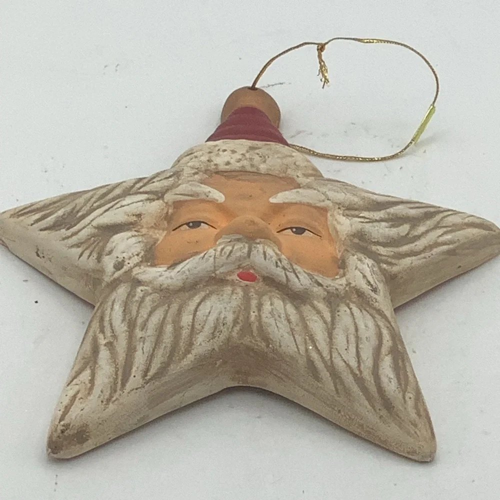 Ceramic Santa Star Ornament